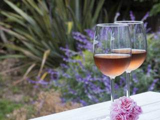 Two glasses of rosé outside