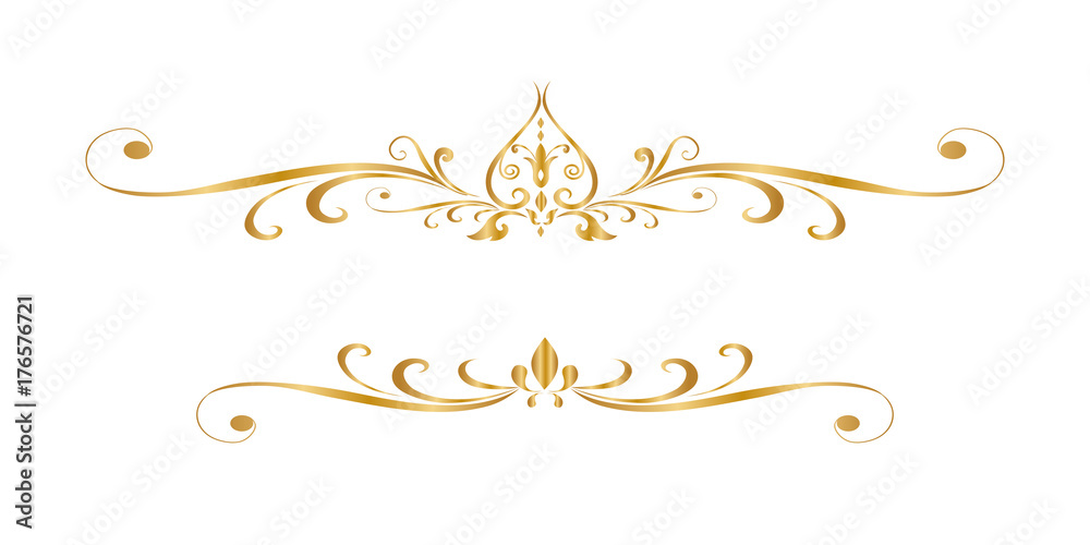 Wall mural line thai golden , the arts of thailand, line pattern background. vector illustration