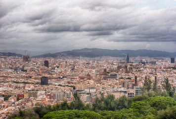 Fototapeta na wymiar Aerial cityscape view of Barcelona, Catalonia, Spain