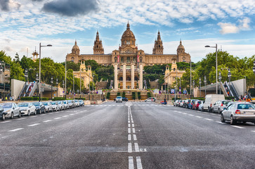 Obraz premium Facade of National Art Museum of Catalonia, Barcelona, Catalonia, Spain