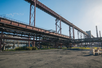 Fototapeta na wymiar Steel works. General plan of the plant. Big plant. Coke plant. NLMK. Altai coke