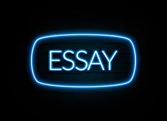 Essay  - colorful Neon Sign on brickwall