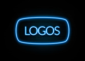 Logos  - colorful Neon Sign on brickwall