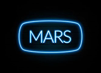 Mars  - colorful Neon Sign on brickwall