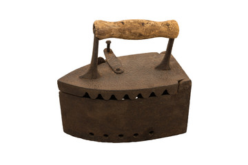 retro charcoal iron on white background