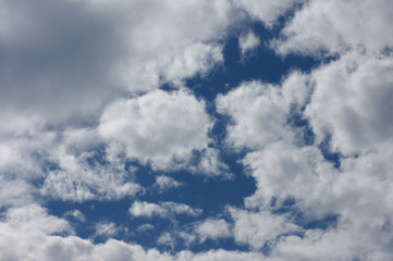 青空と雲「空想・雲のモンスターたち」（追憶、たくさん浮かぶ、ぷかぷか、ふわふわしたなどのイメージ）