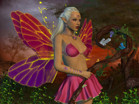 Fairy Raina - A fairy is a creature of myth and legend and has wings and magical powers in the fairytale forest.