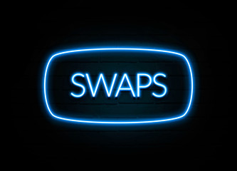Swaps  - colorful Neon Sign on brickwall
