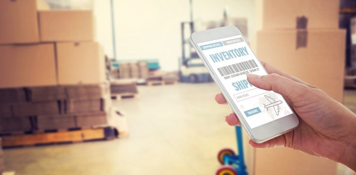 Composite image of cropped hand using smartphone