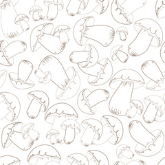 vintage seamless texture with boletus mushrooms for your design