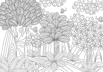 fantasy forest for coloring book