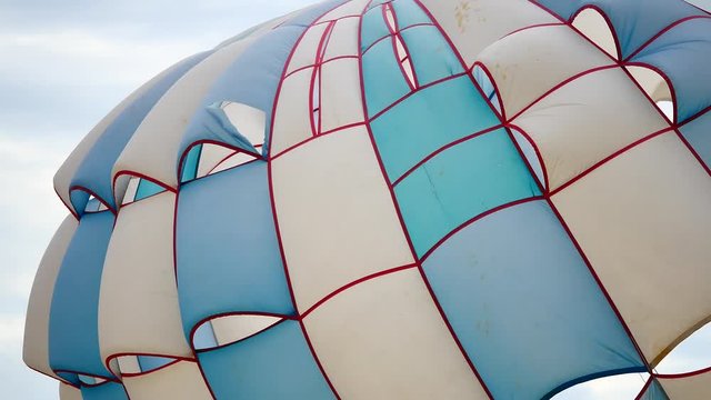 Abstract of blue and white parachute or parasailing in transport and travel concept.
