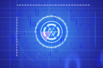 Abstract image of a radar grid overlaying the pupil. Technology and future concept.