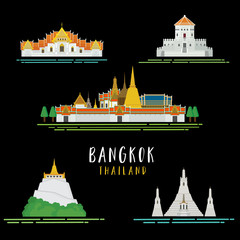 Obraz premium Travel around in bangkok icon Landmarks architecture design illustration vector.