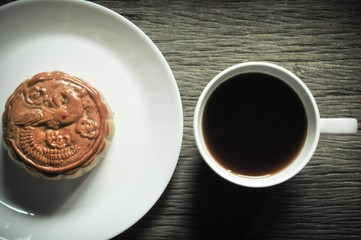Chinese mid autumn festival mooncake, Chinese characters translation is : lotus paste