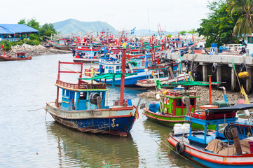 Few wooden fishing boats in Thailand