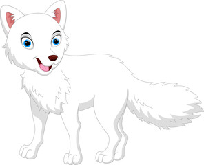 Naklejka premium Vector Illustration of cartoon Arctic Fox isolated on white background