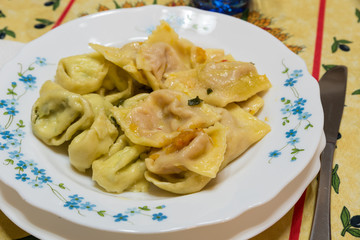 Ravioli filled with pumpkin and sage