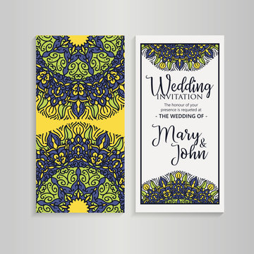 Vintage template design layout for Wedding invitation. Wedding invitation, thank you card, save the date cards, baby shower.