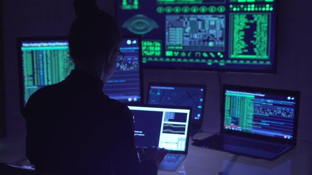 Hacker coding in cyberspace