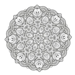 Vector abstract black and white mandala pattern.