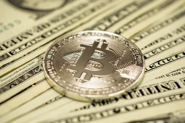 bitcoin against the background of dollars