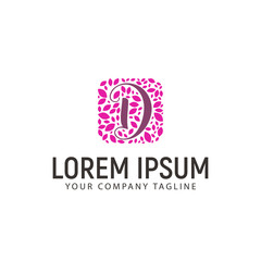 Letter D with leaf decoration logo. wedding beauty design concept template