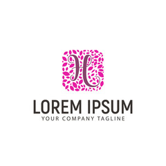 Letter H with leaf decoration logo. wedding beauty design concept template