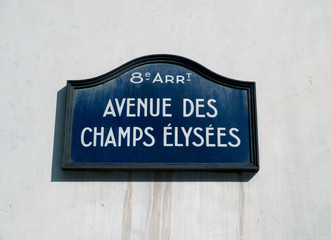 Avenue des Champs Elysees street sign in Paris France