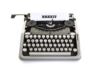 Brexit  message on an old vintage typewriter on a white background