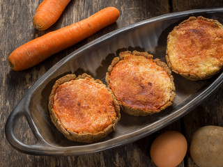 Rye tarte with carrot, potatoes and cumin, Latvian traditional cake Sklandrausis