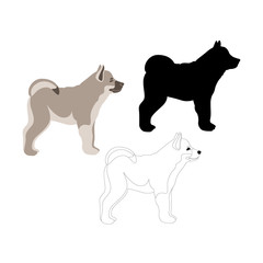 dog puppy  vector illustration style flat black silhouette  line drawing