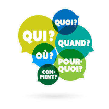 Bulles "quoi, qui, o&ugrave;, quand, comment, pourquoi ?"