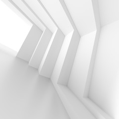 Futuristic Interior Background. White Abstract Living Room Concept. Minimalistic Graphic Design