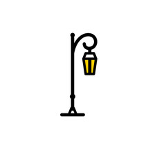 Outline streetlight icon. Isolated parks design element vector illustration on white background in lineart new moderm style.