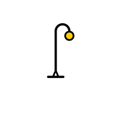 Outline streetlight icon. Isolated parks design element vector illustration on white background in lineart new moderm style.