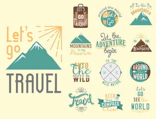 Vintage typography travel motivation badge nature adventure vector adventure emblem illustration