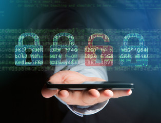 Cyber attack concept on a technology interface