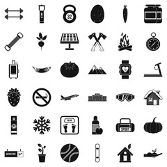 Healthy lifestyle icons set, simple style