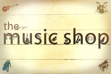 Hand Painted Wood Panel The Music Shop
