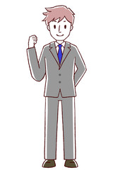 ビジネスマン　ガッツポーズ