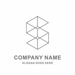 Monogram Letter S Geometric Square Cube Hexagon Architecture Construction Business Company Stock Vector Logo Design Template