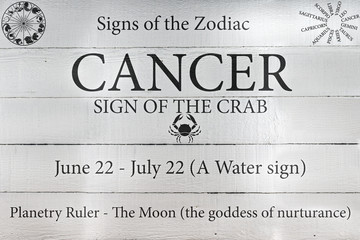 Hand Painted Wood Panel Zodiac Sign Cancer