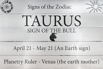 Hand Painted Wood Panel Zodiac Sign Taurus