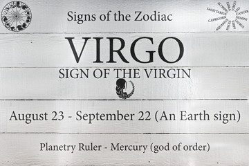 Hand Painted Wood Panel Zodiac Sign Virgo