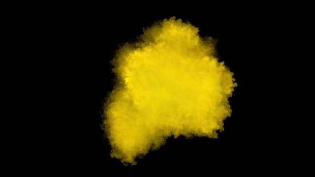 Middle size colored smoke puff / dust puff. Separated on pure black background, contains alpha channel.