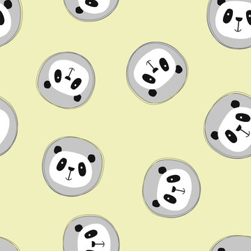 Cute doodle panda seamless pattern