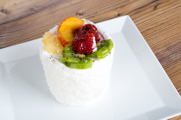 Strawberry and Kiwi on White Plate