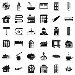 Warm icons set, simple style