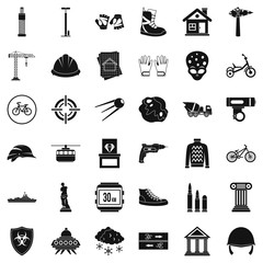 Helmet icons set, simple style